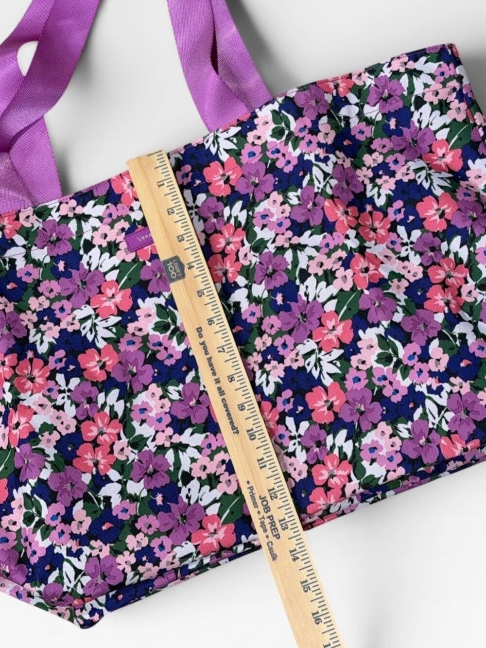 Vera Bradley Large Tote Bag Floral Print Purple Pink - Picture 10 of 12